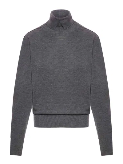 Burberry Wool Turtleneck Sweater In Gris
