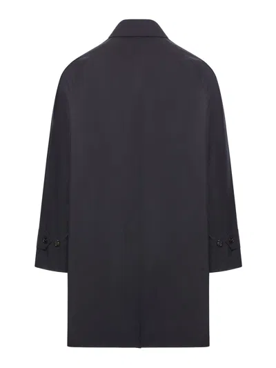 Burberry Long Reversible Car Coat In Gabardine In Negro