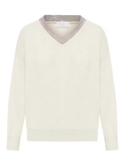 Shop Brunello Cucinelli V-neck In Blanco