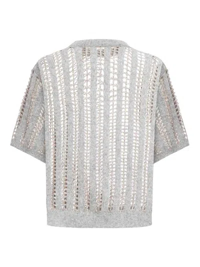 Brunello Cucinelli Beige Perforated Linen Jumper In Neutrals