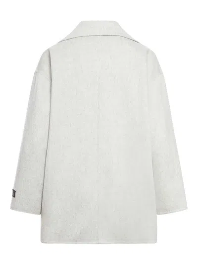 Brunello Cucinelli Monili Bead-embellished Peacoat In Gris Claro