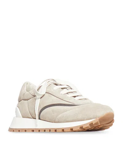 Brunello Cucinelli Woman Sneakers Cream Size 8 Leather In Multi