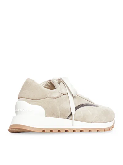 Brunello Cucinelli Woman Sneakers Cream Size 8 Leather In Multi