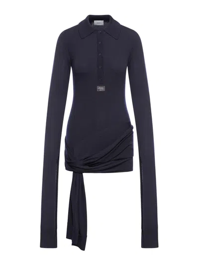 Shop Coperni Knotted Sleeved Dress In Azul