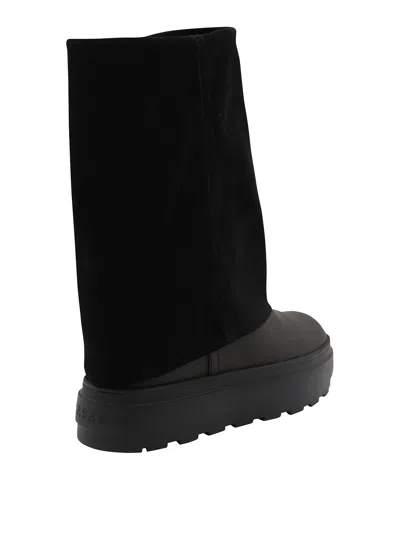 Casadei Black Boots With Turn-up With Platform In Suede Woman In Black