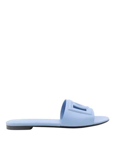 Dolce & Gabbana Blue Bianca Dg Millennials Logo Sandals In Azul Claro
