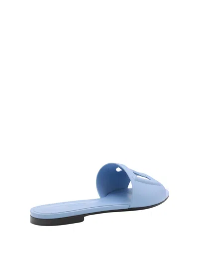 Dolce & Gabbana Blue Bianca Dg Millennials Logo Sandals In Azul Claro