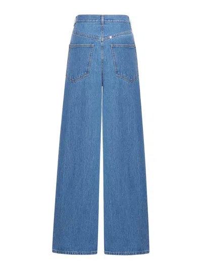 Givenchy High Waist Wide-leg Denim Trousers With Front Pleats In Blue