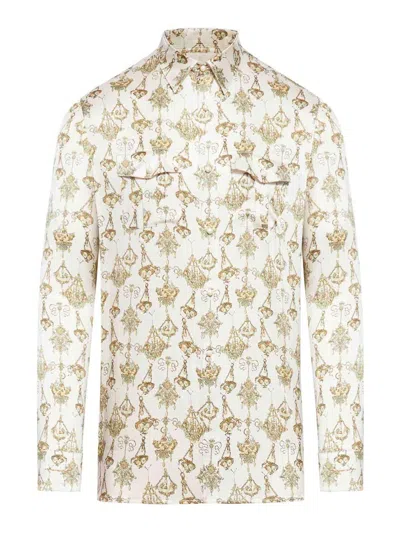 Givenchy Camicia Con Stampa Chandelier In Seta In Crema