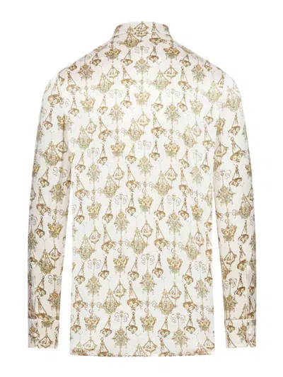 Givenchy Camicia Con Stampa Chandelier In Seta In Crema