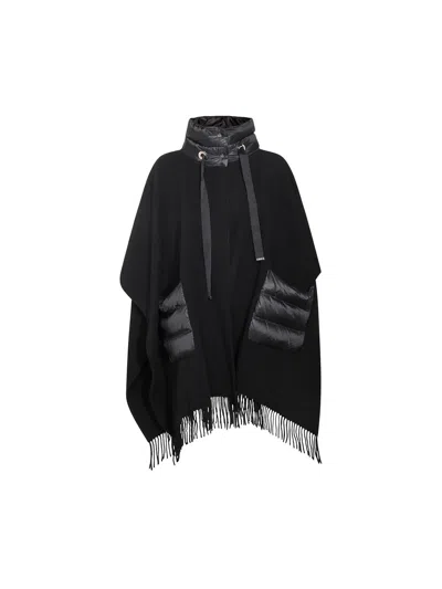 Herno Wool And Nylon Cape In Black
