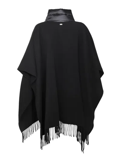 Herno Wool And Nylon Cape In Black