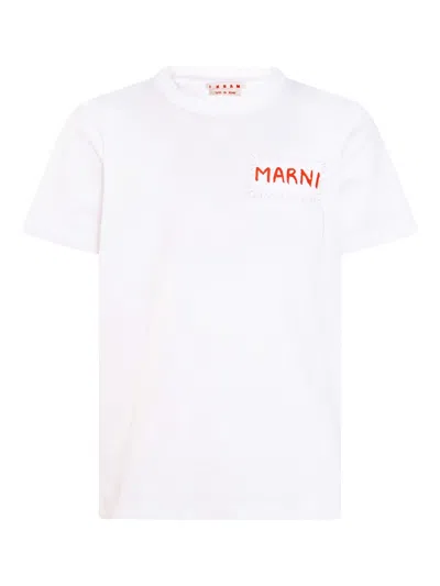 Marni Men's Logo Patch T-shirt In White