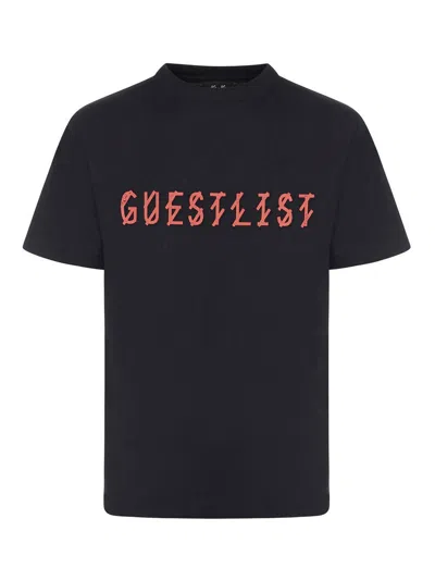 44 Label Group Black T-shirt With Print On The Front And Maxi Logo On The Back In Negro