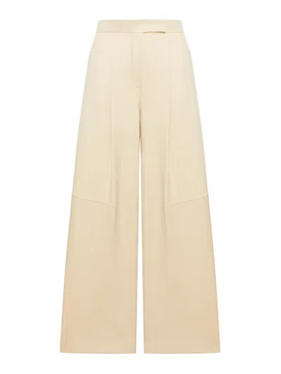 Max Mara White High-waist Wide-leg Trousers - Women's - Elastane/cotton In Beis Claro