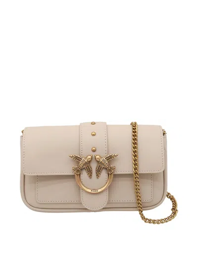 Shop Pinko Love One Simply Pocket Shoulder Bag In Beis