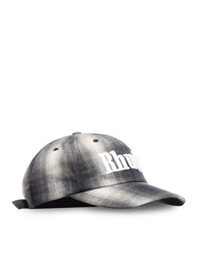 Shop Rhude Logo Flannel 6-panel Hat In Negro