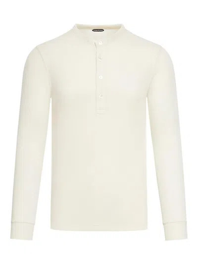 Tom Ford Henley T-shirt Ivory In Blanco