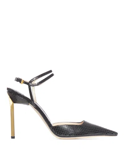 Tom Ford Glossy Stamped Python Slingback In Negro