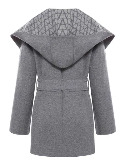 Valentino Reversible Toile Iconographe Coat In Gris