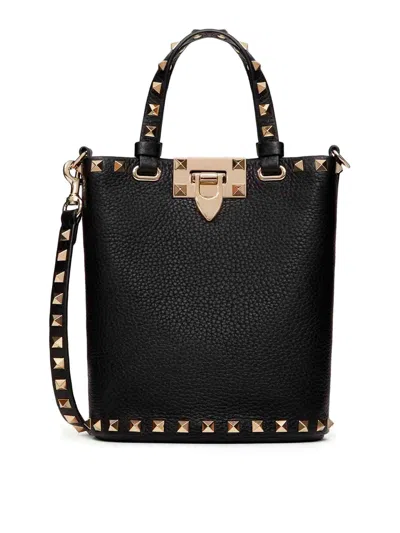 Valentino Garavani Rockstud Crossbody Pouch In Grainy Calfskin Woman Black Uni