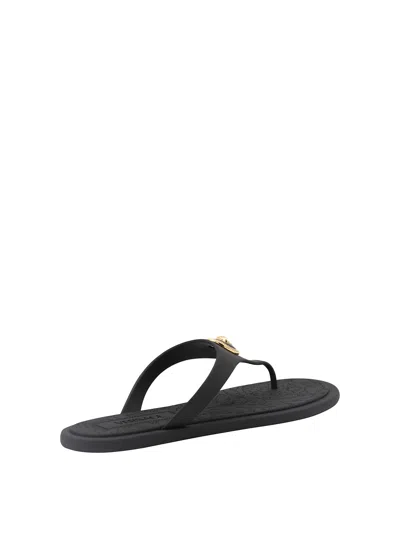 Versace Black Slides With Medusa Detail In Negro