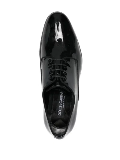 Dolce & Gabbana Black Leather Raffaello Lace-up Shoes In Black