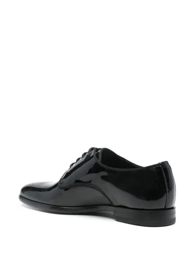 Dolce & Gabbana Black Leather Raffaello Lace-up Shoes In Black