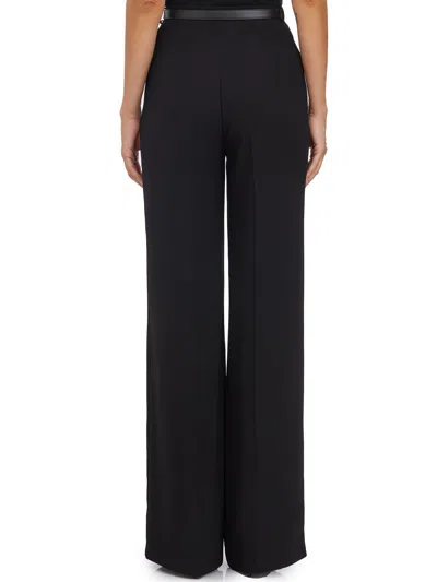 Shop Elisabetta Franchi Belt Satin Palazzo Trousers In Black