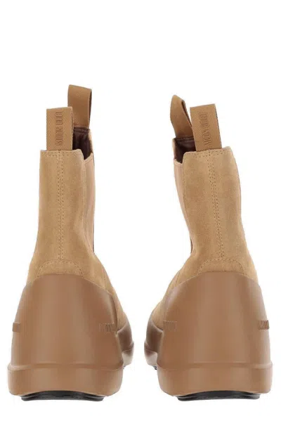 Moon Boot Luna Logo-printed Slip-on Boots In Sand