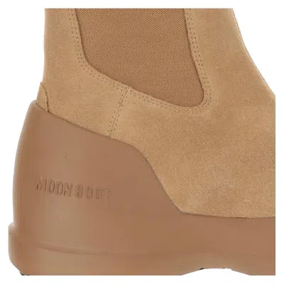 Shop Moon Boot Luna Logo-printed Slip-on Boots In Sand