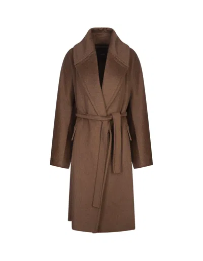 Shop Max Mara Belted Long-sleeved Coat