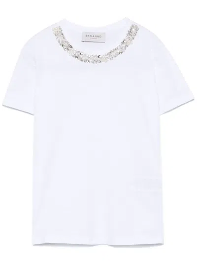 Shop Ermanno Firenze Embroidered Cotton T Shirt