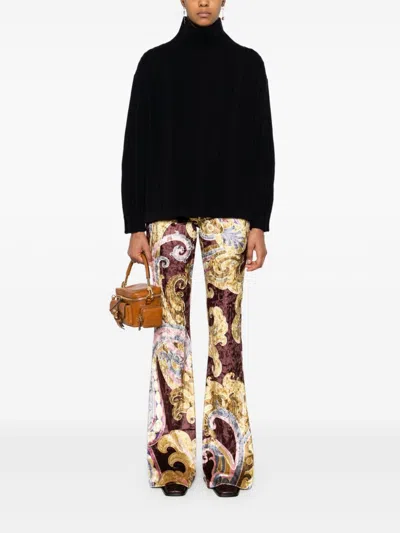 Shop Etro Printed Flared Leg Trousers