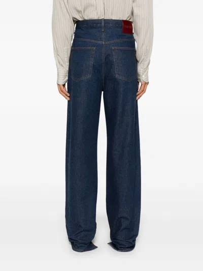 Gucci Mens Dark Blue Brand-embossed Mid-rise Straight-leg Jeans
