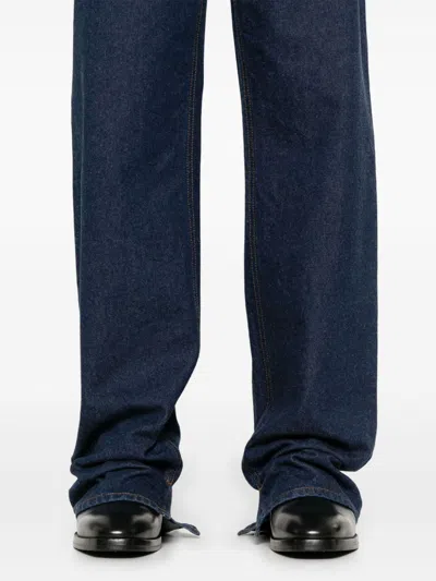 Gucci Mens Dark Blue Brand-embossed Mid-rise Straight-leg Jeans