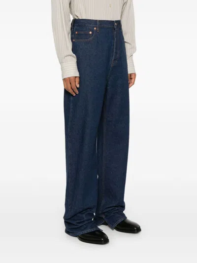 Gucci Mens Dark Blue Brand-embossed Mid-rise Straight-leg Jeans