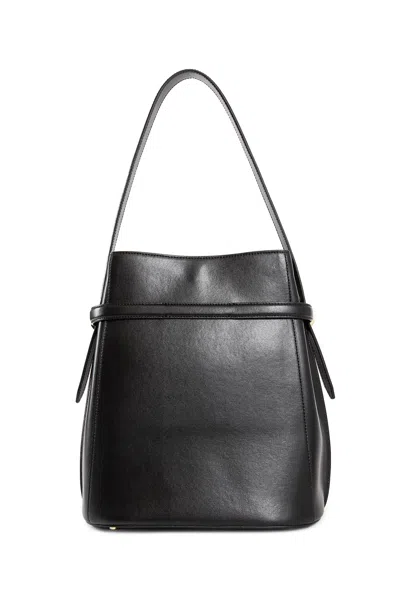 Totême Belted Leather Bucket Bag In Black
