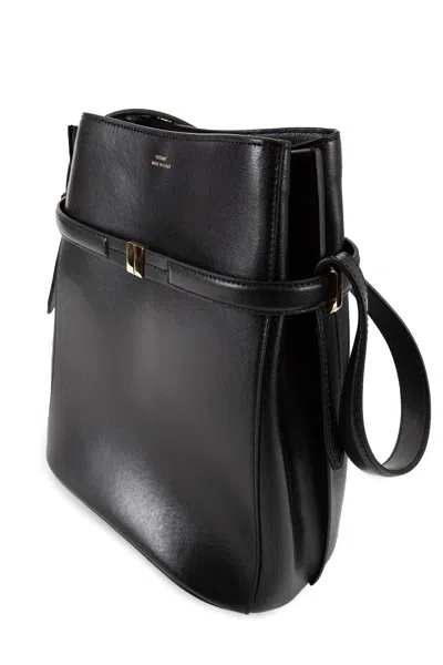 Totême Belted Leather Bucket Bag In Black