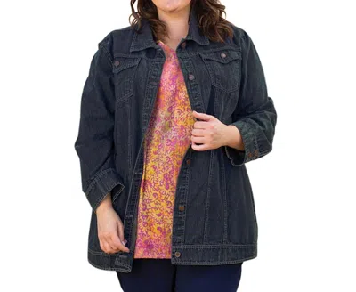 On The Plus Side Premium Long Sleeve Rydel Denim Jacket - Plus Size In Dark Wash Denim In Multi