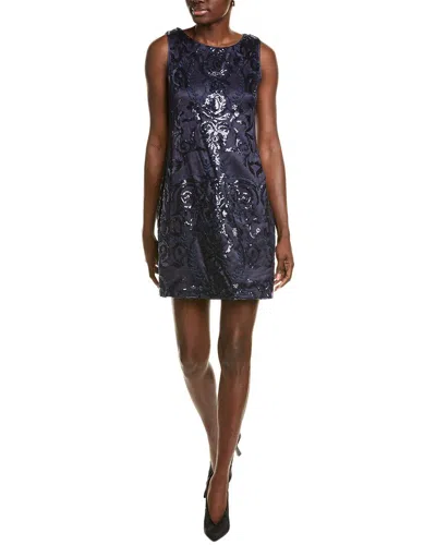 Shop Vince Camuto Sequin Printed Mini Dress In Blue
