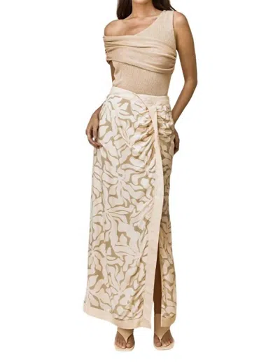 Mon Renn High Tide Midi Skirt In Stone In White