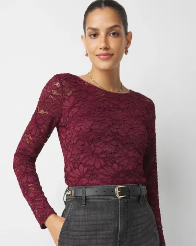 WHITE HOUSE BLACK MARKET LACE CREW NECK TOP 
