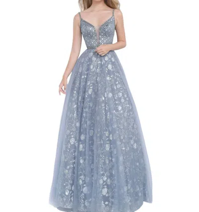 Jvn Long Prom Ball Gown In Charcoal In Pink