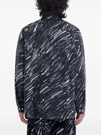 Marni Flocked Denim Oversized Shirt With Crayon Print