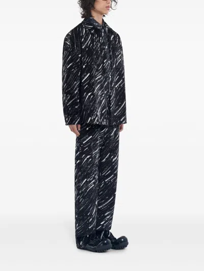Marni Flocked Denim Oversized Shirt With Crayon Print
