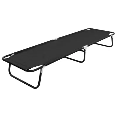 Vidaxl Folding Sun Lounger Black Steel, 47755