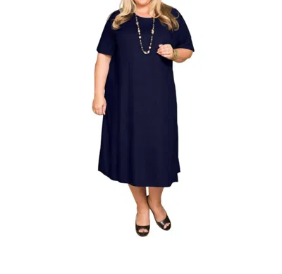 On The Plus Side Belle Rayon Plus Size Dress In Blueberry In Blue