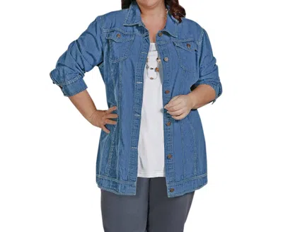 On The Plus Side Premium Long Sleeve Rydel Denim Jacket - Plus Size In Light Wash Denim In Multi