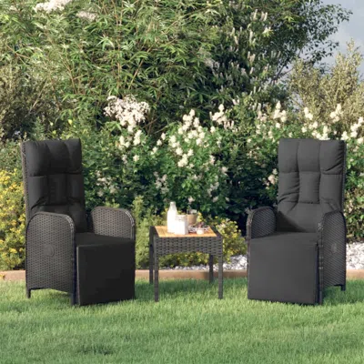 Shop Vidaxl Patio Reclining Chairs With Cushions 2 Pcs Poly Rattan Black